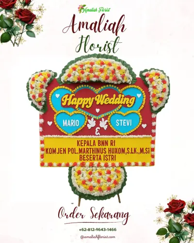 Karangan Papan Bunga Pernikahan di Kemloko